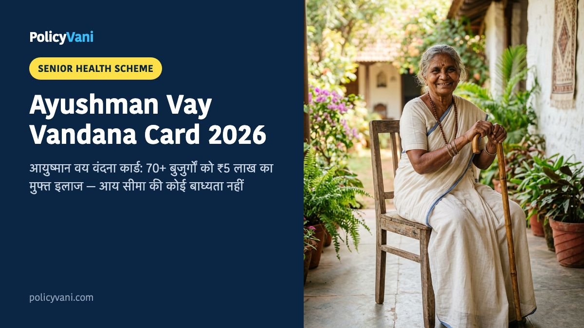 Ayushman Vay Vandana Card 2026: 70 वर्ष से अधिक उम्र के बुजुर्गों के लिए ₹5 लाख मुफ्त इलाज कार्ड ऑनलाइन आवेदन