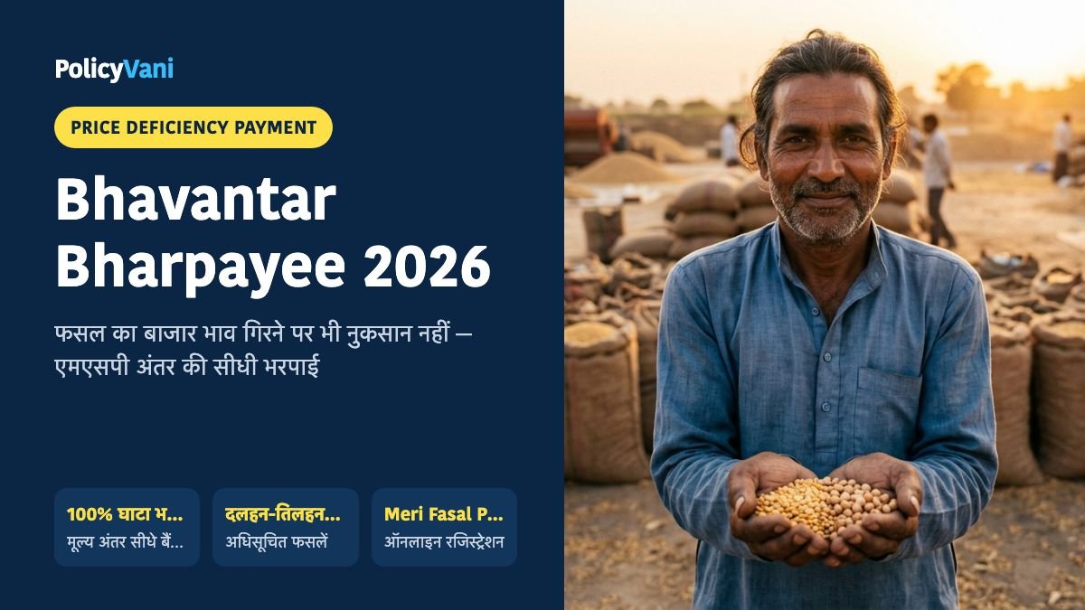 भावांतर भरपाई योजना 2026: बाजार में कम भाव मिलने पर MSP घाटा भरपाई — नियम, फसलें व रजिस्ट्रेशन