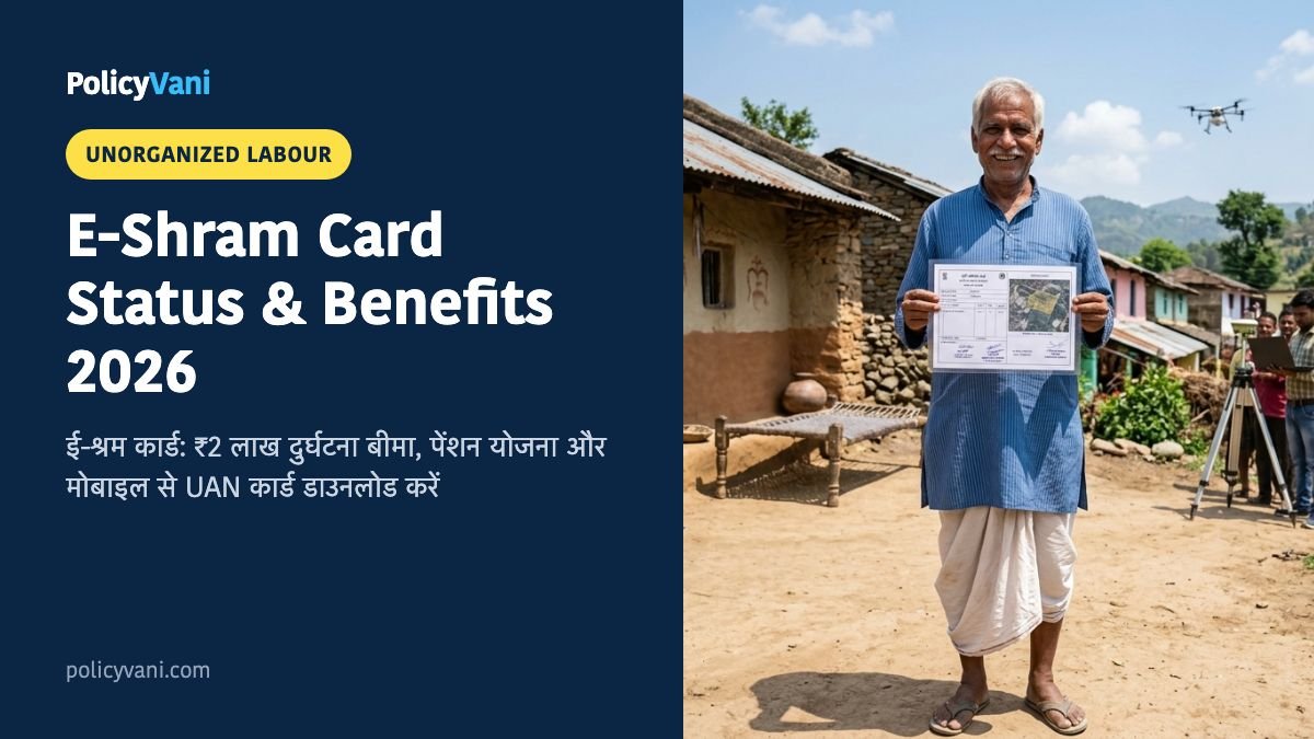 E-Shram Card 2026: ई-श्रम कार्ड के 5 बड़े फायदे, ₹2 लाख दुर्घटना बीमा और ₹3,000 पेंशन — ऑनलाइन स्टेटस कैसे देखें?