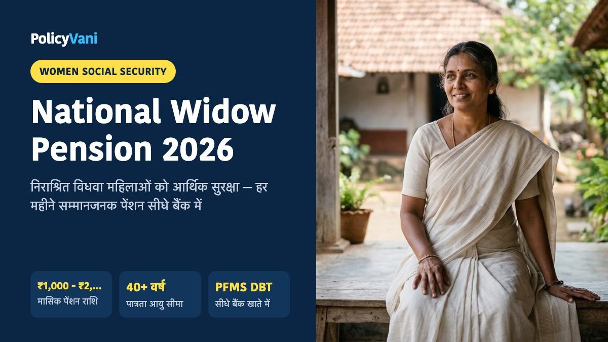 इंदिरा गांधी राष्ट्रीय विधवा पेंशन योजना 2026: ₹1,000 से ₹2,500 मासिक पेंशन — पात्रता, नियम व नई लिस्ट