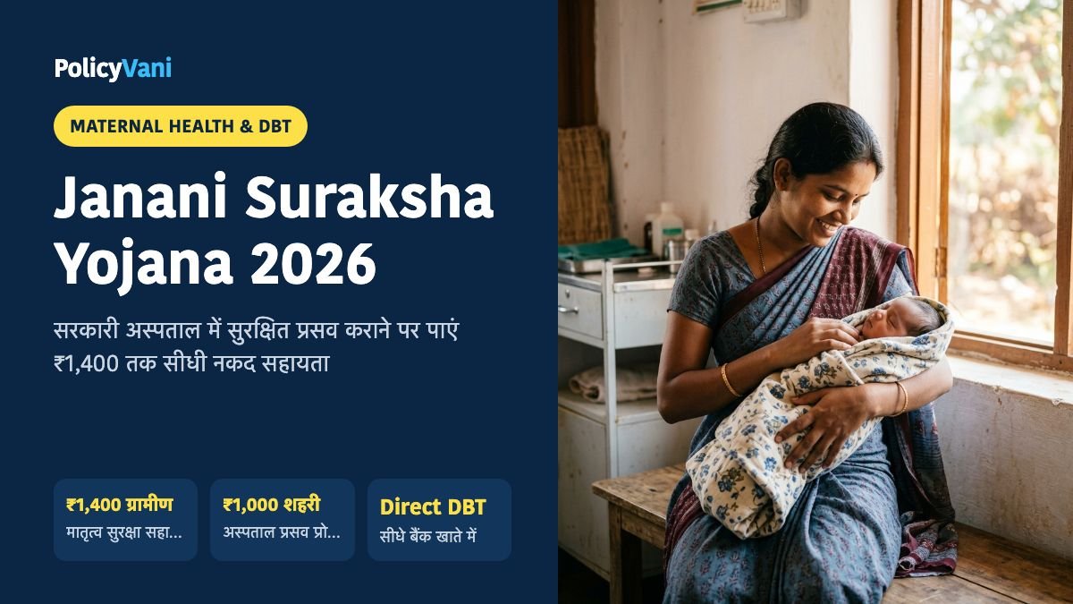 Janani Suraksha Yojana (JSY) 2026: सुरक्षित प्रसव पर ₹1,400 से ₹1,000 की आर्थिक सहायता — नियम व आवेदन