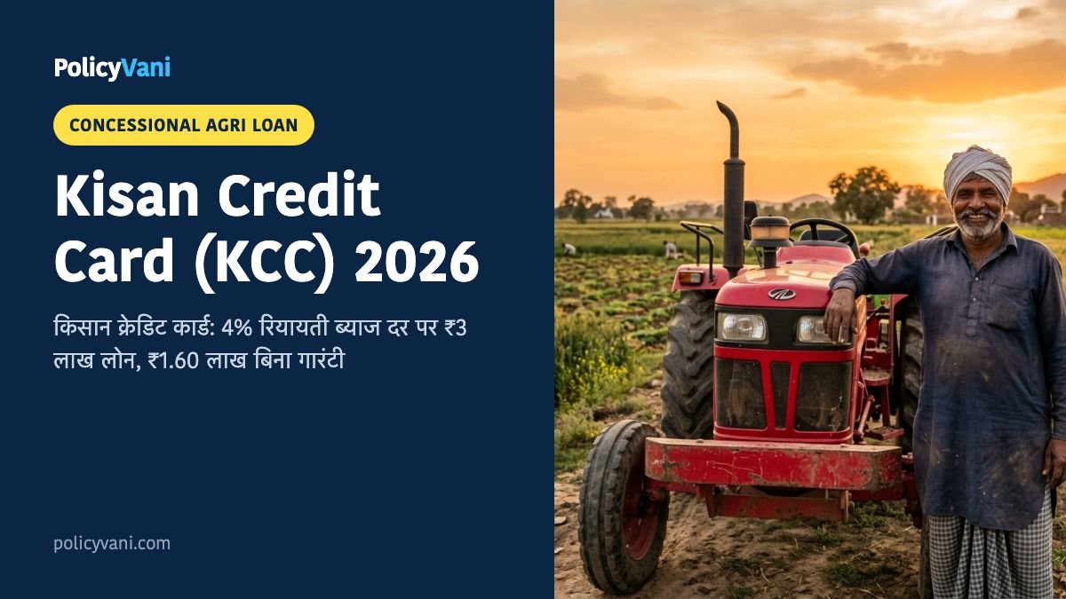 Kisan Credit Card (KCC) 2026: किसान क्रेडिट कार्ड 4% ब्याज पर ₹3 लाख का लोन, नियम और आवेदन प्रक्रिया