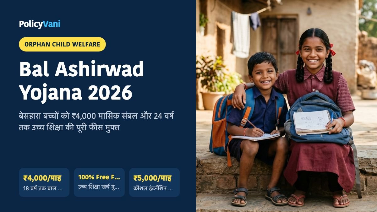 मुख्यमंत्री बाल आशीर्वाद योजना 2026: बेसहारा बच्चों को ₹4,000 मासिक अनुदान व फ्री उच्च शिक्षा — पात्रता व आवेदन