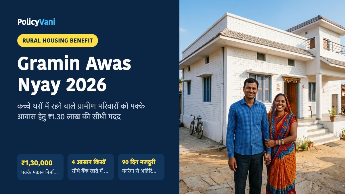 मुख्यमंत्री ग्रामीण आवास न्याय योजना 2026: बेघर परिवारों को पक्के मकान हेतु ₹1.30 लाख — पात्रता व नई लिस्ट