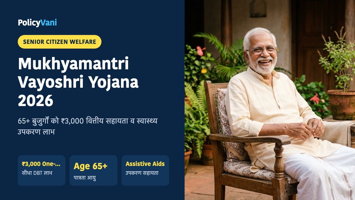 Mukhyamantri Vayoshri Yojana 2026: वरिष्ठ नागरिकों को ₹3,000 व उपकरण सहायता नियम