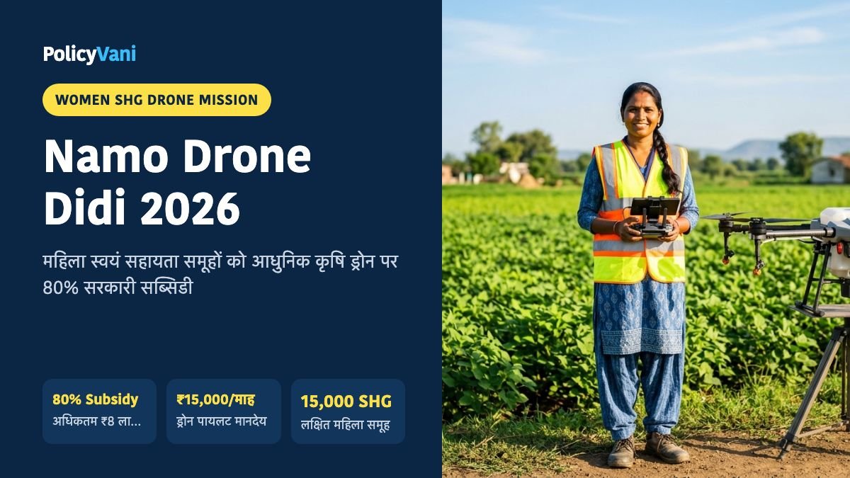 नमो ड्रोन दीदी योजना 2026: महिला SHG को 80% सब्सिडी पर ड्रोन व ₹15,000 मानदेय — पात्रता व आवेदन