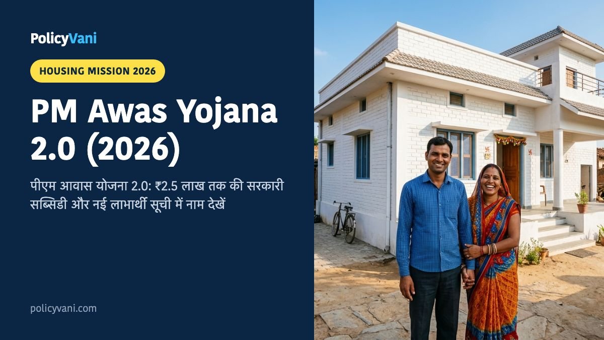 PM Awas Yojana 2.0 (2026): पीएम आवास योजना नई ग्रामीण व शहरी लिस्ट, ₹2.5 लाख सब्सिडी और ऑनलाइन फॉर्म