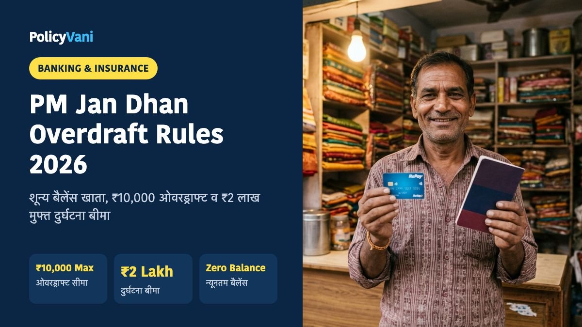 PM Jan Dhan Yojana 2026: जन धन खाते पर ₹10,000 ओवरड्राफ्ट, ₹2 लाख बीमा नियम