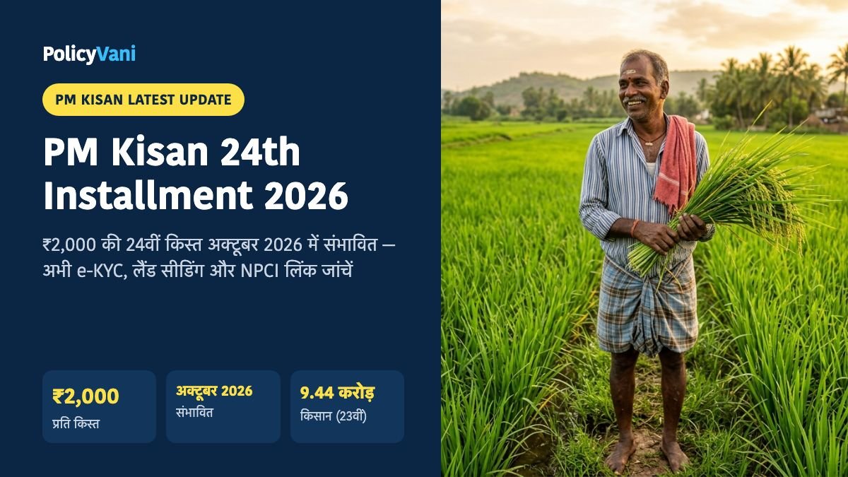 PM Kisan 24th Installment Date 2026: पीएम किसान 24वीं किस्त अक्टूबर में संभावित, 23वीं किस्त का पूरा हिसाब और e-KYC चेकलिस्ट