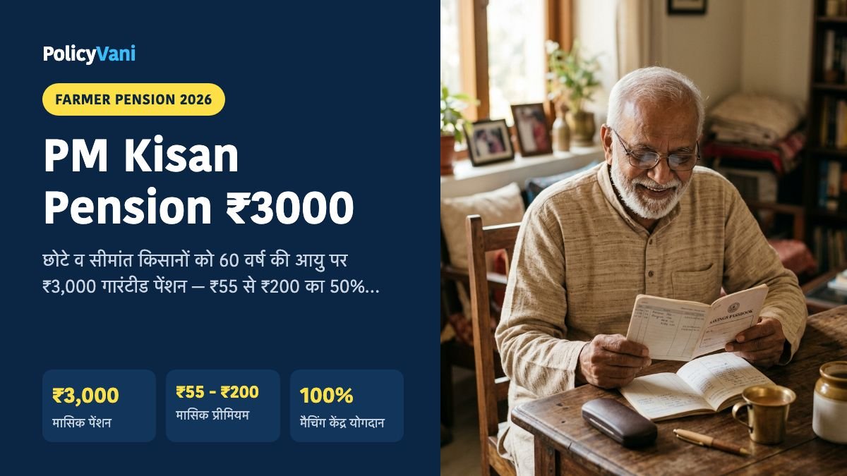 PM Kisan Maandhan Yojana 2026: पीएम किसान मानधन योजना ₹3,000 मासिक पेंशन, प्रीमियम चार्ट और CSC रजिस्ट्रेशन