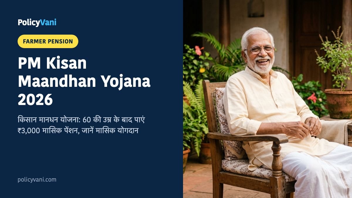 PM Kisan Maandhan Yojana 2026: किसान मानधन योजना ₹3000 मासिक पेंशन, योगदान चार्ट और आवेदन प्रक्रिया