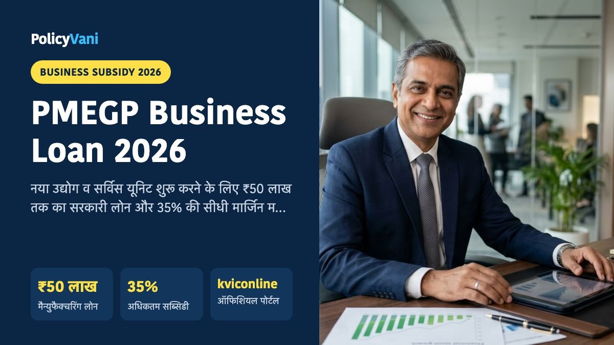 PMEGP Loan Scheme 2026: पीएमईजीपी योजना ₹50 लाख बिजनेस लोन, 35% सरकारी सब्सिडी और KVIC ऑनलाइन आवेदन