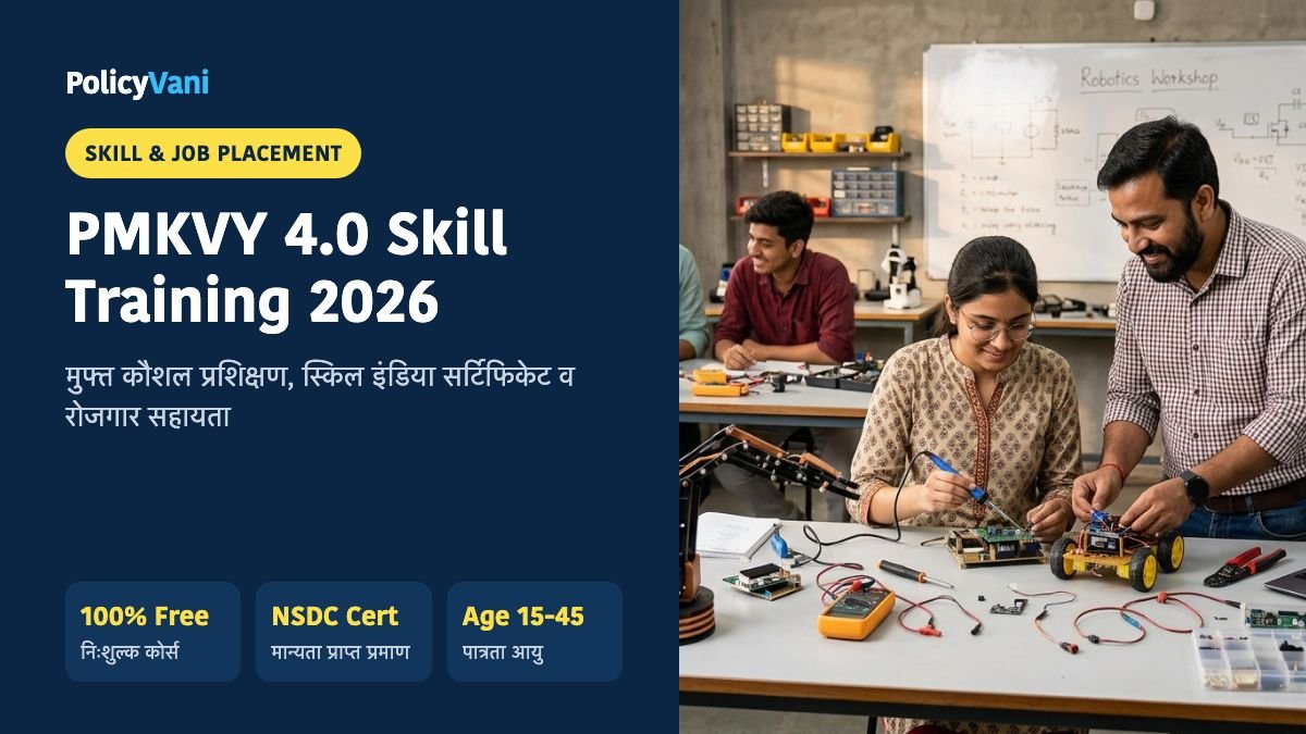 PMKVY 4.0 (2026): पीएम कौशल विकास योजना फ्री ट्रेनिंग, प्रमाणपत्र व स्टाइपेंड